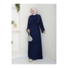 Taşli Abaya Tesettür Giyim Kadin Ferace Elbise Siyah