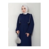Taşli Abaya Tesettür Giyim Kadin Ferace Elbise Siyah