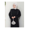 Taşli Abaya Tesettür Giyim Kadin Ferace Elbise Siyah