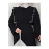 Taşli Abaya Tesettür Giyim Kadin Ferace Elbise Siyah