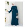 Taşli Abaya Tesettür Giyim Kadin Ferace Elbise Siyah