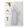 TAŞLİ ABAYA TESETTÜR GIYIM KADIN FERACE ELBISE GRİ