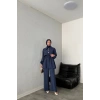 BELİ BAĞCIKLI GENİŞ YAKA PANTOLONLU İKİLİ TAKIM
