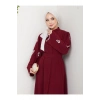 KOLU ÇİÇEK NAKIŞ DETAYLI TESETTÜR KADIN ABİYE ELBİSE BORDO