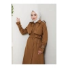 UZUN TRENCH 140 CM BOYUNDA TRENÇKOT KAHVE