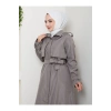 UZUN TRENCH 140 CM BOYUNDA TRENÇKOT GRİ