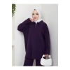İNCİLİ GÖMLEK FERMUARLI YAKA TRİKO TAKIM MOR