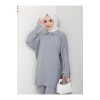 İNCİLİ GÖMLEK FERMUARLI YAKA TRİKO TAKIM GRİ