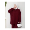 İNCİLİ GÖMLEK FERMUARLI YAKA TRİKO TAKIM BORDO