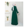 TAŞLİ ABAYA TESETTÜR GIYIM KADIN FERACE ELBISE ZÜMRÜT