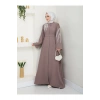 TAŞLİ ABAYA TESETTÜR GIYIM KADIN FERACE ELBISE VİZON