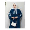 KADIN TESETTÜR DANTELLİ ŞERİT ELBİSE İNDİGO 681
