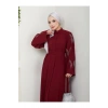 Taşli̇ Abaya Tesettür Giyim Kadin Ferace Elbise Bordo