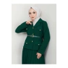 PİLELİ ETEKLI CEKETLI GOLD DÜĞMELİ KEMERLİ BLAZER TESETTÜR TAKIM ZÜMRÜT 806