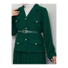 PİLELİ ETEKLI CEKETLI GOLD DÜĞMELİ KEMERLİ BLAZER TESETTÜR TAKIM ZÜMRÜT 806