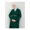 PİLELİ ETEKLI CEKETLI GOLD DÜĞMELİ KEMERLİ BLAZER TESETTÜR TAKIM ZÜMRÜT 806