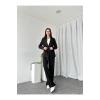 KADIN KUŞAKLI CEKET PANTALON TAKIM ASTARLI