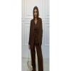 KADIN KAHVERENGİ BLAZER CEKET YELEK PANTOLON TAKIM ELBİSE 3LÜ