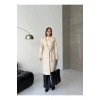 KADIN KUŞAKLI CEPLİ ASTARLI UZUN KAŞE KABAN [ TÜYLENMEZ ]