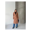 KADIN KUŞAKLI CEPLİ ASTARLI UZUN KAŞE KABAN [ TÜYLENMEZ ]