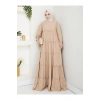 KATLI ELBİSE GİPELİ MANŞET KOLU TESETTÜR ELBİSE