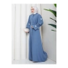 KOLU KELEBEK İŞLEMLİ ABAYA TESETTÜR GIYIM KADIN FERACE ELBISE
