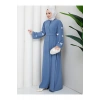 KOLU KELEBEK İŞLEMLİ ABAYA TESETTÜR GIYIM KADIN FERACE ELBISE