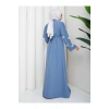 KOLU KELEBEK İŞLEMLİ ABAYA TESETTÜR GIYIM KADIN FERACE ELBISE