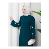 KOLU KELEBEK İŞLEMLİ ABAYA TESETTÜR GIYIM KADIN FERACE ELBISE
