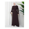 KOLU KELEBEK İŞLEMLİ ABAYA TESETTÜR GIYIM KADIN FERACE ELBISE