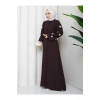 KOLU KELEBEK İŞLEMLİ ABAYA TESETTÜR GIYIM KADIN FERACE ELBISE