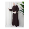 KOLU KELEBEK İŞLEMLİ ABAYA TESETTÜR GIYIM KADIN FERACE ELBISE