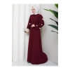 KOLU KELEBEK İŞLEMLİ ABAYA TESETTÜR GIYIM KADIN FERACE ELBISE