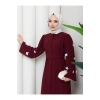 KOLU KELEBEK İŞLEMLİ ABAYA TESETTÜR GIYIM KADIN FERACE ELBISE