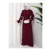 KOLU KELEBEK İŞLEMLİ ABAYA TESETTÜR GIYIM KADIN FERACE ELBISE