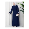 KOLU KELEBEK İŞLEMLİ ABAYA TESETTÜR GIYIM KADIN FERACE ELBISE