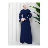 KOLU KELEBEK İŞLEMLİ ABAYA TESETTÜR GIYIM KADIN FERACE ELBISE