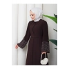 KOLU TAŞLİ ABAYA TESETTÜR GIYIM KADIN FERACE ELBISE