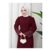 KOLU TAŞLİ ABAYA TESETTÜR GIYIM KADIN FERACE ELBISE
