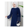 KOLU TAŞLİ ABAYA TESETTÜR GIYIM KADIN FERACE ELBISE