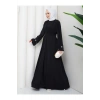 KADIN KOLU NAKŞLİ DETAYLİ İKİLİ ABİYE TESETTÜR ELBİSE İKİ PARÇA