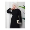 KADIN KOLU NAKİŞLİ ABAYA TESETTÜR GIYIM KADIN FERACE ELBISE