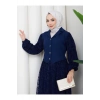 kadın kadife flok desenli tül etekli takım astarlı dantel
