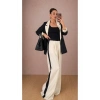 KADIN GARNİLİ BLAZER TAKIM BKREM PANTOLON PALAZZO CEKET