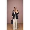 KADIN GARNİLİ BLAZER TAKIM BKREM PANTOLON PALAZZO CEKET