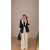 KADIN GARNİLİ BLAZER TAKIM BKREM PANTOLON PALAZZO CEKET