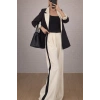 KADIN GARNİLİ BLAZER TAKIM BKREM PANTOLON PALAZZO CEKET