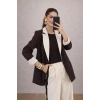 KADIN GARNİLİ BLAZER TAKIM BKREM PANTOLON PALAZZO CEKET