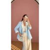 KADIN GARNİLİ BLAZER TAKIM BKREM PANTOLON PALAZZO CEKET