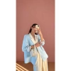 KADIN GARNİLİ BLAZER TAKIM BKREM PANTOLON PALAZZO CEKET